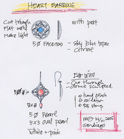 silver heart earring design